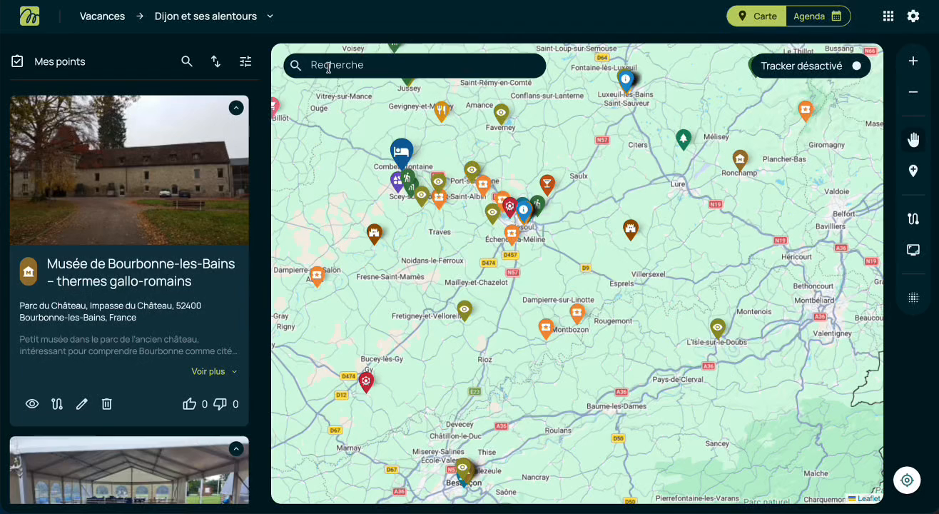 La carte Mopingo pour rechercher un lieu et consulter ses informations.